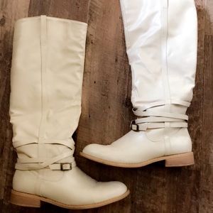 Charolette Russe cream colored boots.